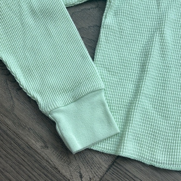 TNA | Aritzia green waffle knit long sleeve over sized crop top sweater size XXS - Picture 3 of 9